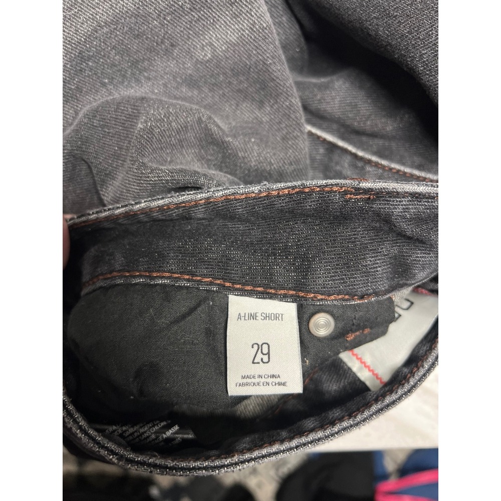 BDG Urban Outfitters A-Line Denim Shorts Washed Black Raw Hem Size 29 - Picture 4 of 5